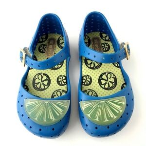 sz 7 toddler Mini Melissa Blue Lime shoes HTF Kids Blue Jelly Shoes
